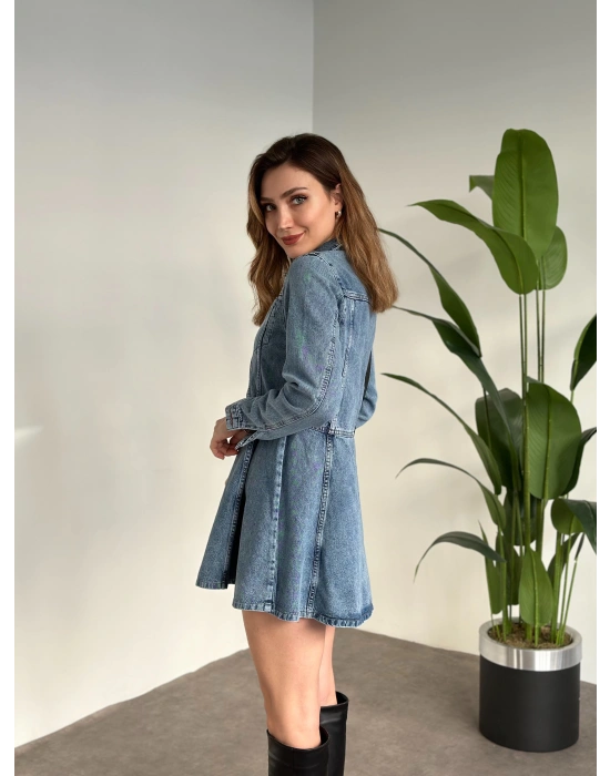 Kot Mini Gömlek Yaka Elbise