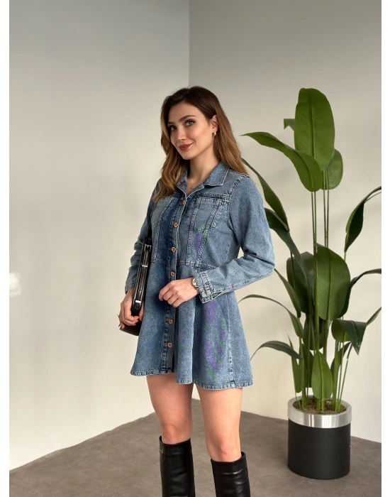 Kot Mini Gömlek Yaka Elbise