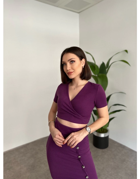 Kruvaze Crop Boy Etekli Takim Mor