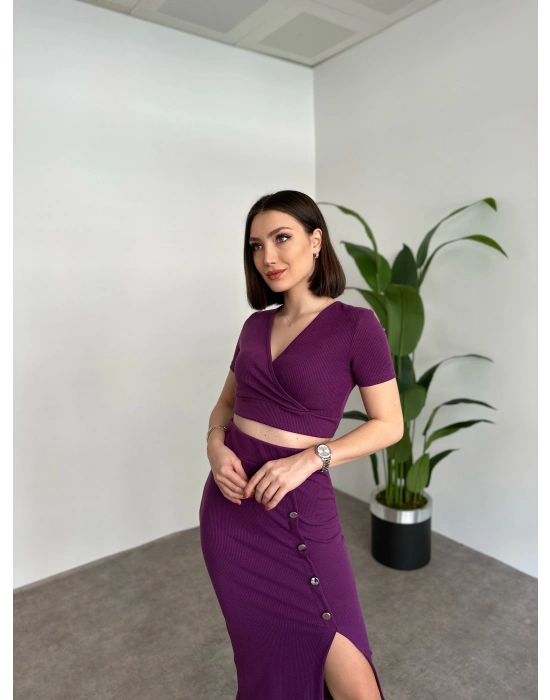 Kruvaze Crop Boy Etekli Takim Mor