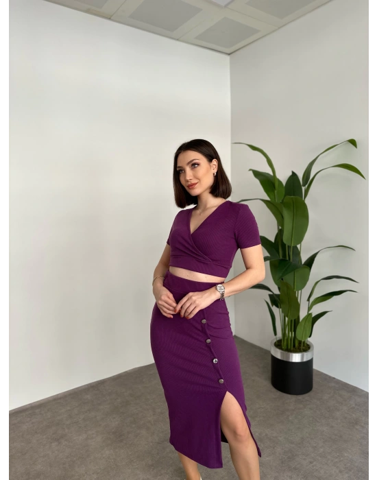 Kruvaze Crop Boy Etekli Takim Mor