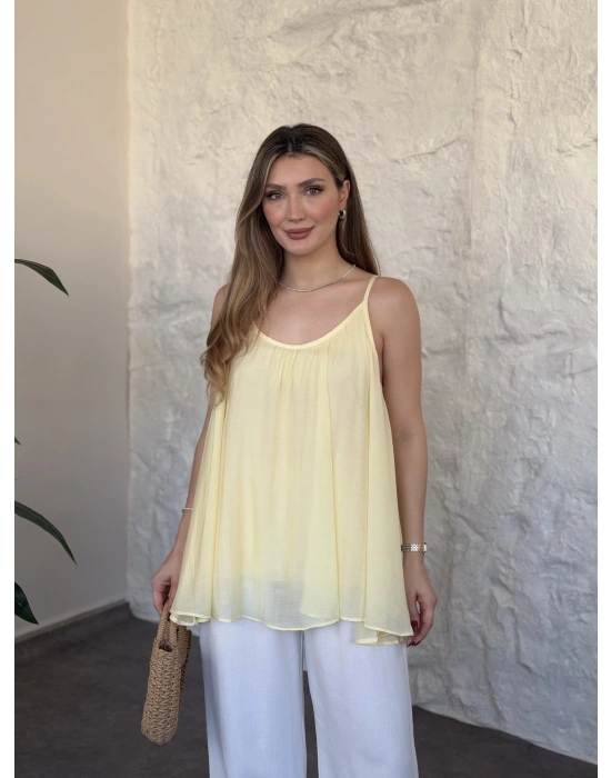 Lara askılı salaş bluz sarı