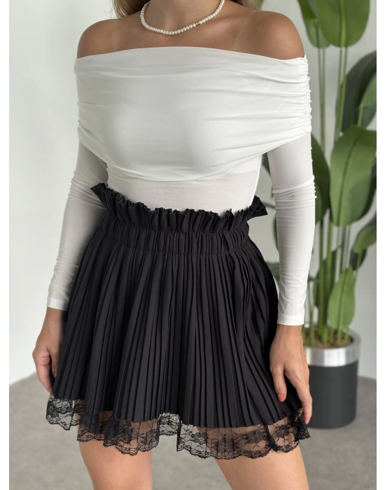 Madonna yaka ithal sandy kumaş uzun kollu bluz Beyaz