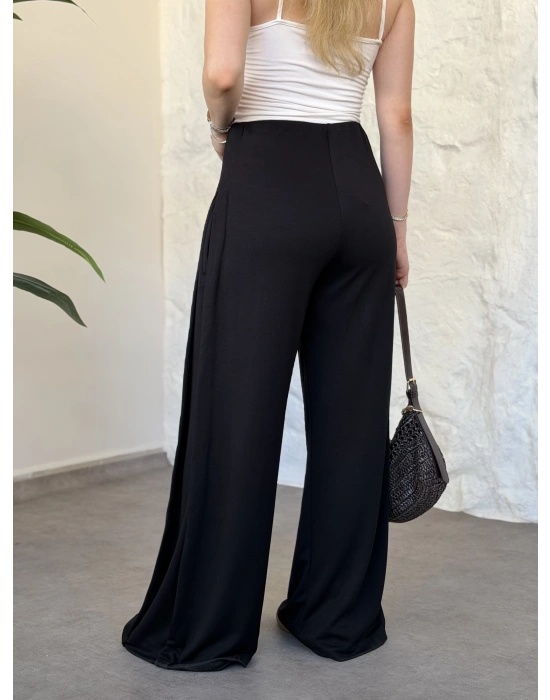 Marka model geniş paça modal eşofman pantolon siyah