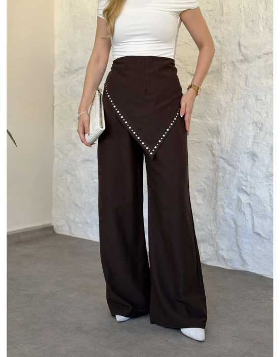 Marka model terni keten pantolon kahve