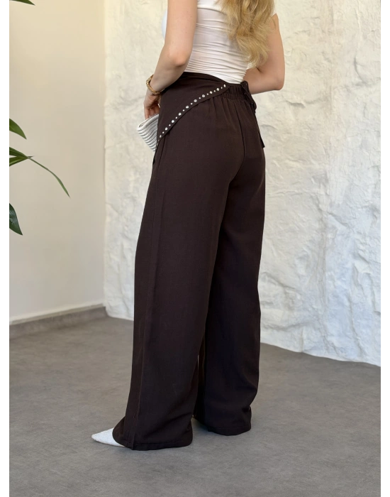 Marka model terni keten pantolon kahve