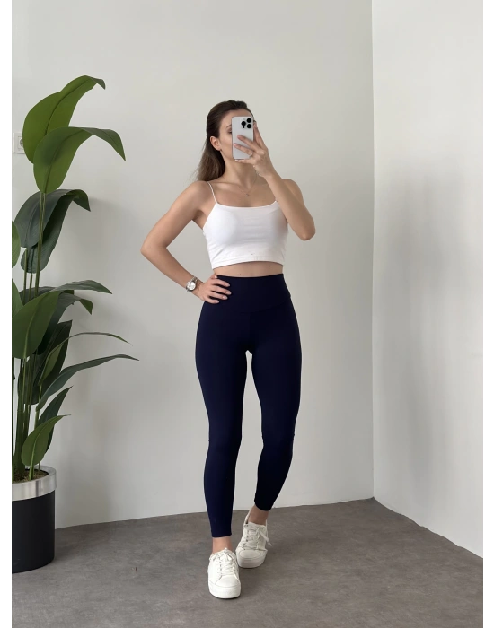 Marka yüksek bel full likralı toparlayıcı tayt Lacivert