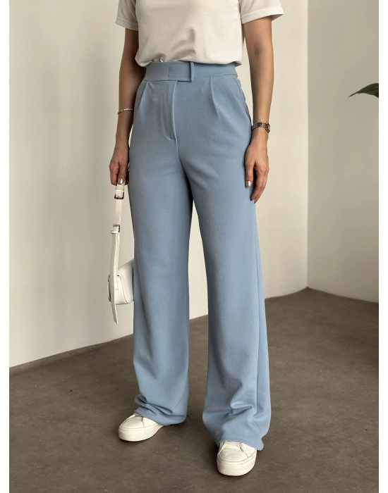 Meşhur Beli Cırt Cırtlı Bol Paça Pantolon bebek mavisi