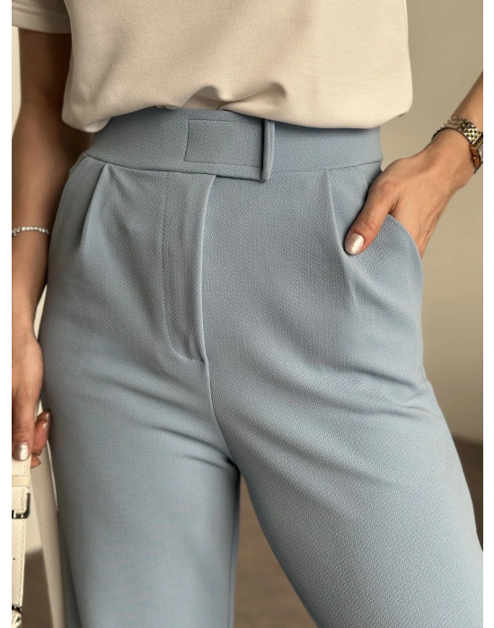 Meşhur Beli Cırt Cırtlı Bol Paça Pantolon bebek mavisi