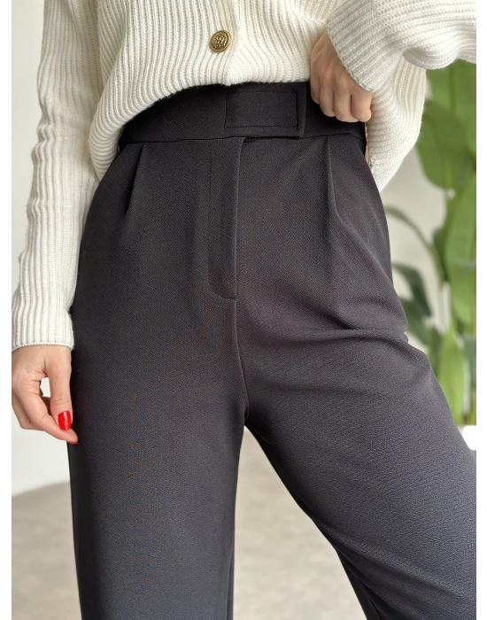 Meşhur Beli Cırt Cırtlı Bol Paça Pantolon Siyah