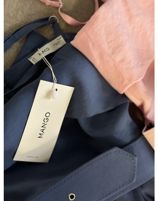 Mng marka etiketli belden kemerli uzun elbise pembe