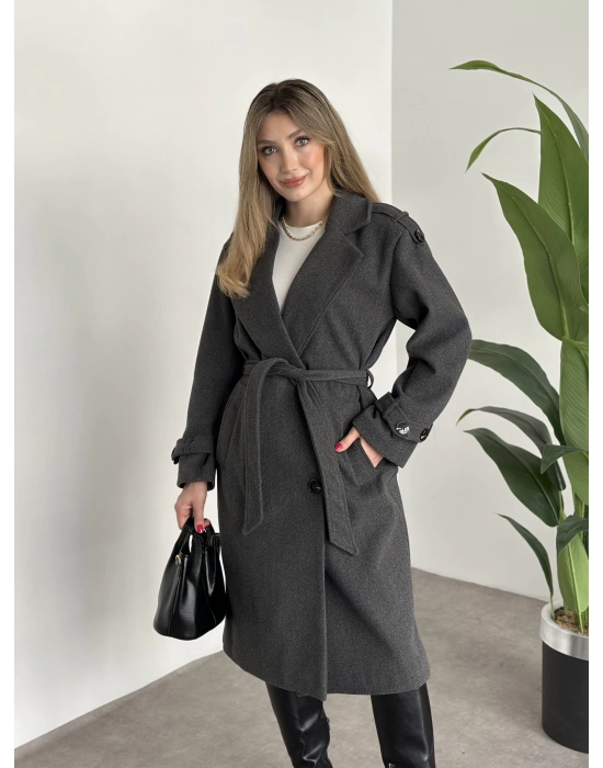 Premium kalite astarlı kaşe kaban antrasit