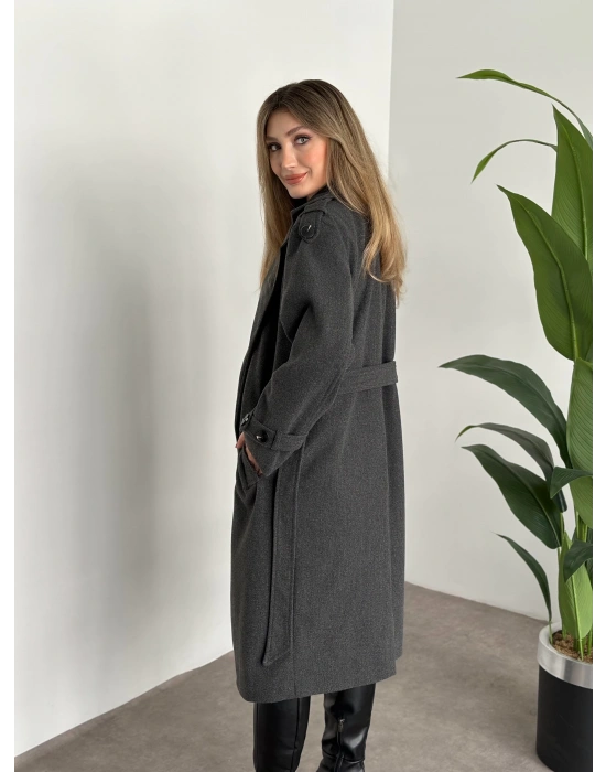 Premium kalite astarlı kaşe kaban antrasit