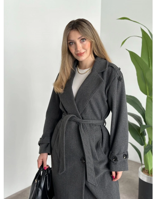 Premium kalite astarlı kaşe kaban antrasit