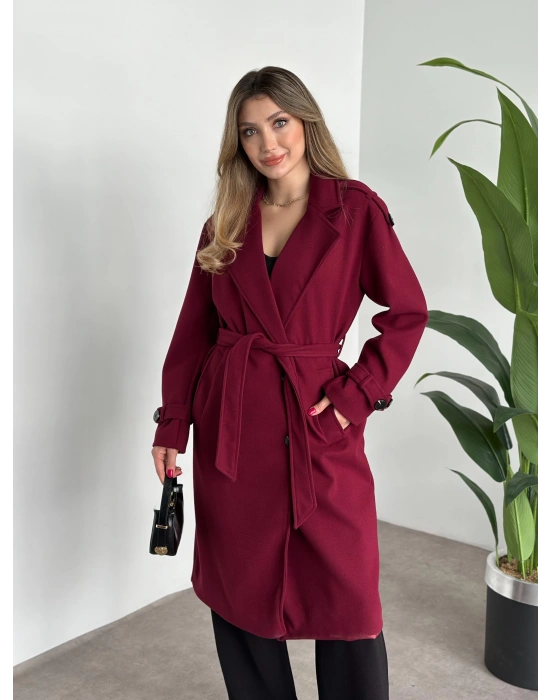 Premium kalite astarlı kaşe kaban bordo