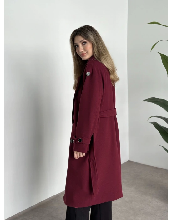 Premium kalite astarlı kaşe kaban bordo