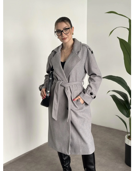 Premium kalite astarlı kaşe kaban gri