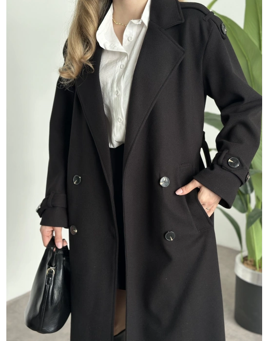 Premium kalite astarlı kaşe kaban siyah