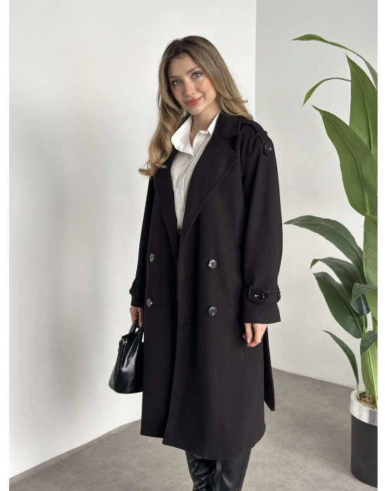 Premium kalite astarlı kaşe kaban siyah