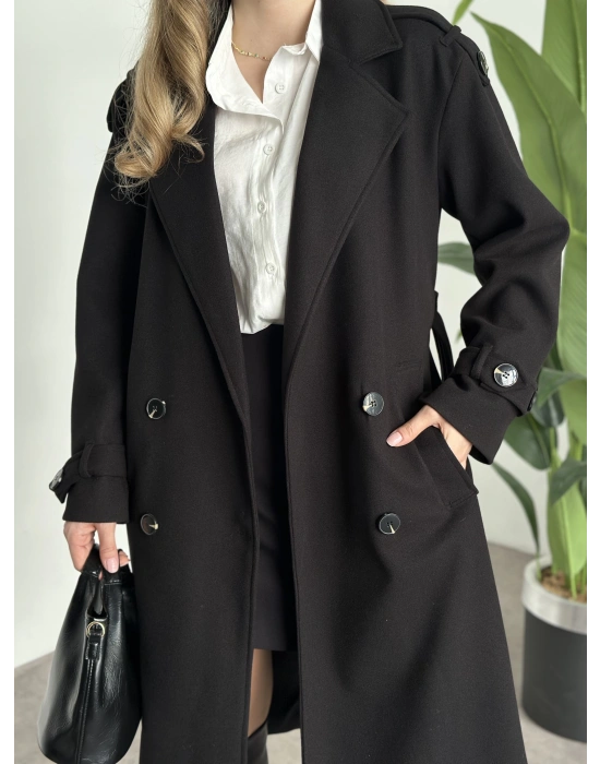 Premium kalite astarlı kaşe kaban siyah