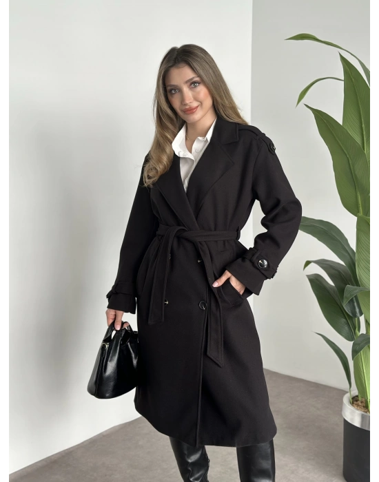 Premium kalite astarlı kaşe kaban siyah