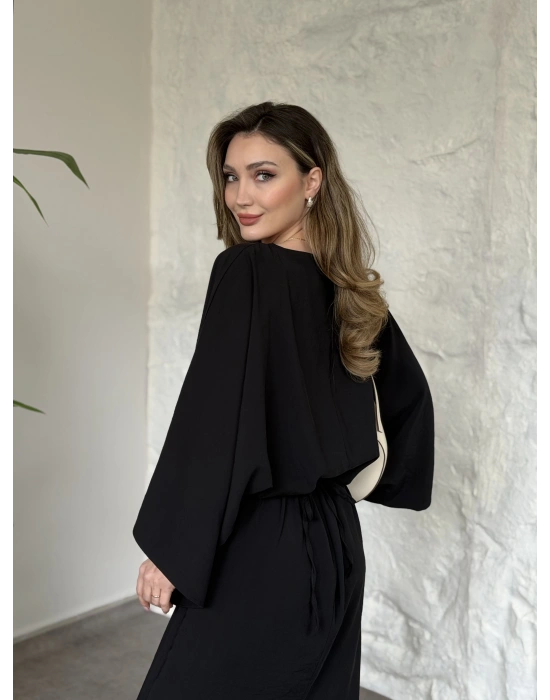 Yarasa kol maxi elbise siyah