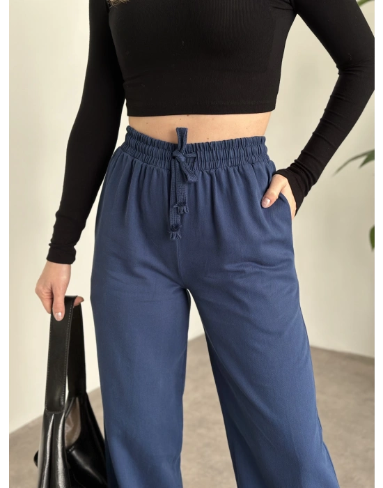 Zr marka etiketli gabardin kumaş kesik paça pantolon İndigo