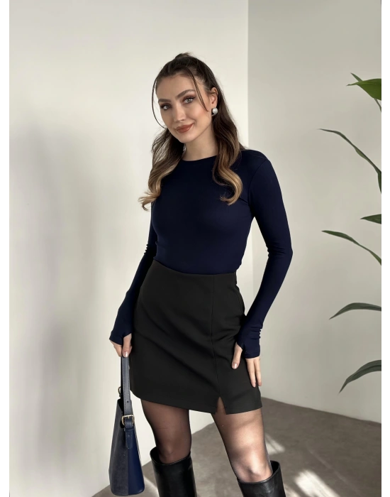 Zr parmak geçirmeli modal kumaş body lacivert