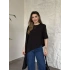 Asimetrik kesim vatkalı dökümlü bluz lacivert