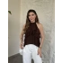 Liosel sıfırkol kat kat bluz kahve