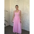 Bel drapeli prenses elbise pembe