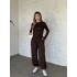 beli büzgülü paça lastikli basic takım kahve
