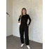 beli büzgülü paça lastikli basic takım siyah