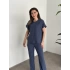 Bisiklet yaka bol kesim bürümcük takım lacivert