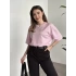 Bisiklet yaka marka etiketli oversize tişört pembe