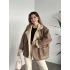 Dokulu süet zr model içi krem peluşlu oversize mont camel