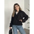 Düğmeli astarlı kısa kaşe kaban siyah