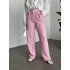 Enine boyuna likralı kemerli pantolon pembe