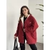 Logo detay içi tamamen peluş oversize yağmurluk mont bordo