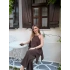 Marka model Halter yaka asimetrik kesim tulum kahve