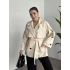 Oversize ara boy standart kaşe kaban açık krem
