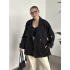 Oversize ara boy standart kaşe kaban siyah