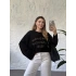 Oversize basic taş baskılı sweatshırt siyah
