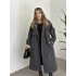 Oversize düğmeli astarlı bağlamalı kaşe kaban antrasit