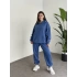 Oversize Üç İplik Şardonlu Sweatshirt Takım indigo