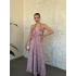Sahara sırt dekolteli paisley maxi elbise pembe