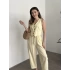 Şalvar kesim pantolon yelekli takım sarı