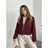 Teddy fermuarlı astarlı kısa ceket bordo