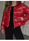 Marka model yanı lastik detaylı parlak mont kırmızı