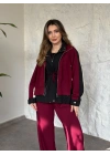 Paraşüt kumaş garnili takım bordo